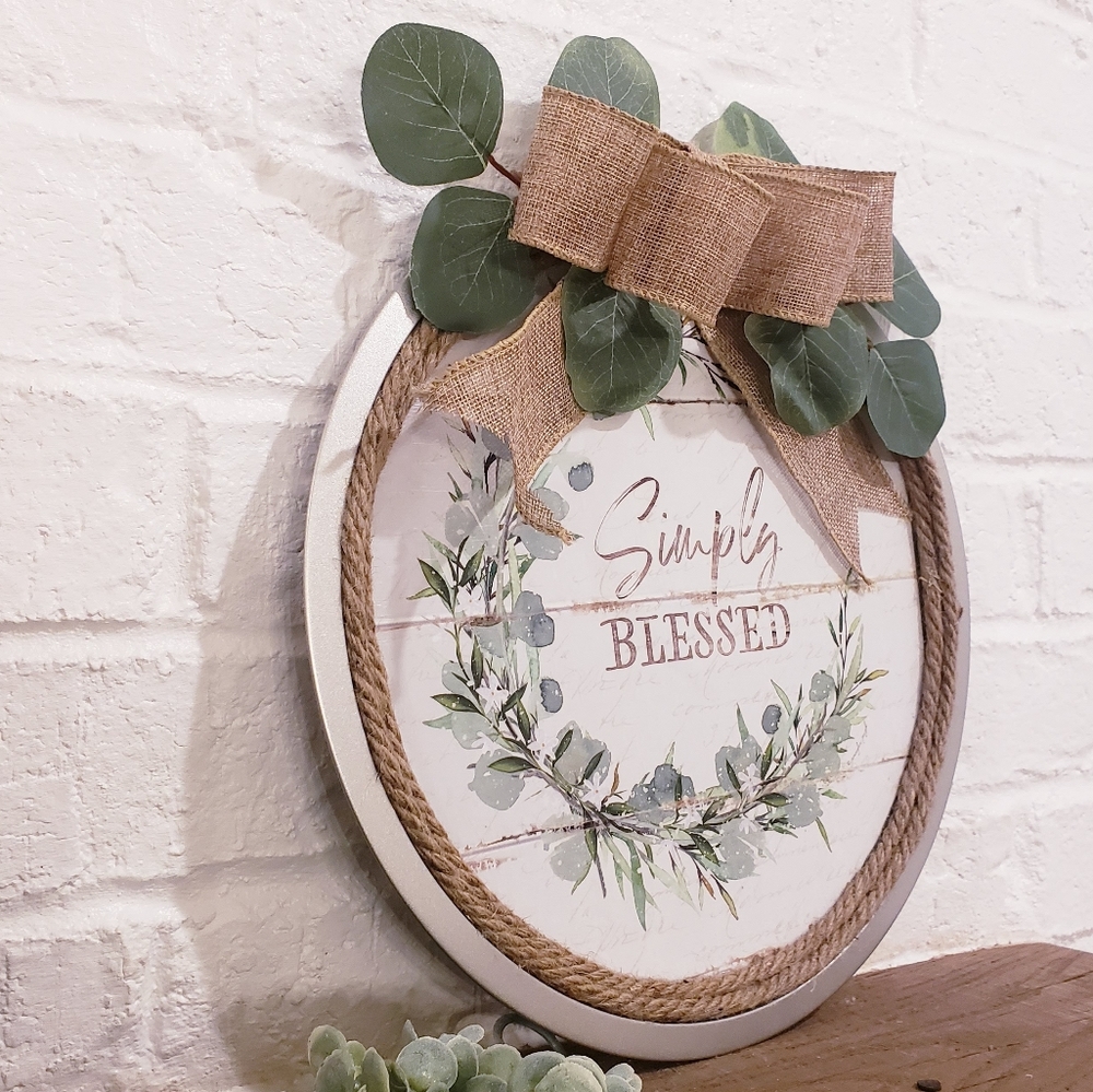 Simply Blessed farmhouse door wreath 12" - Picture 5 of 8